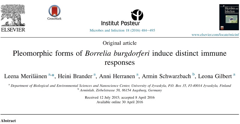 Nouvelles scientifiques
2 publications scientifiques
Au sujet de Borrelia burgdorferi